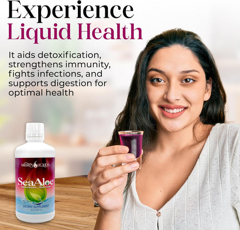 Nature’s Liquids SeaAloe Liquid Whole Food - 32 Oz Liquid Multivitamin and Mineral Supplement with Aloe Vera