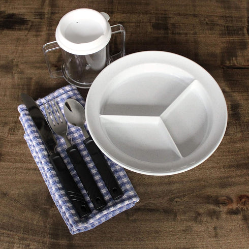 Rehabilitation Advantage Utensil Set with Lightweight Plastic Handles for Easy Use