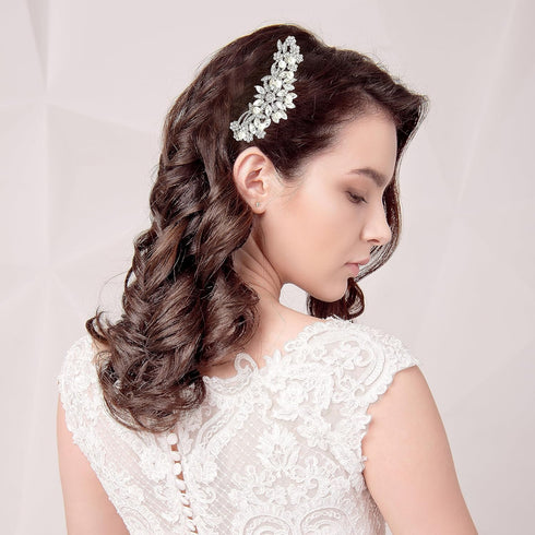 Silver Wedding Hair Comb with Pearls and Crystals - Bridal Headpiece or Party Hair Accessories