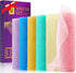 UJFQBH 6 Pieces African Net Sponge, Long Bath Sponge Exfoliating Shower Body Scrubber for Daily Use - Purple, Orange