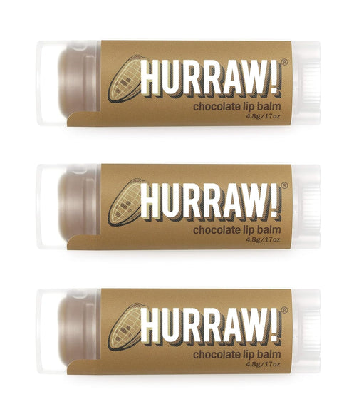 Hurraw! Chocolate Lip Balm, 3 Pack: Organic, Vegan, Gluten Free, 100% Natural Ingredients