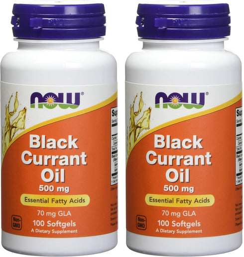 Now Foods Black Currant Oil, 500 milligrams, 100 Softgels, Pack of 2