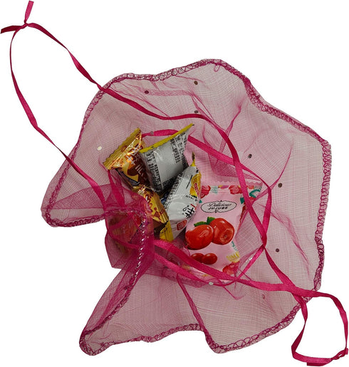 100pcs Sheer Organza Favor Bags, Round Drawstring Jewelry Candy Pouch, 26cm/10.2 inch Diameter (Hot Pink)