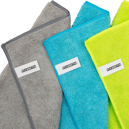 FIXSMITH Microfiber Cleaning Cloth - Pack of 8, 12 x 16 in, Lint-Free, Streak-Free, Highly Absorbent Cleaning Towels