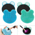 TailaiMei 2 Pack Makeup Brush Cleaning Mat with Color Removal Sponge, 2 in 1 Silicone Cleaner Pad, Blue & Green