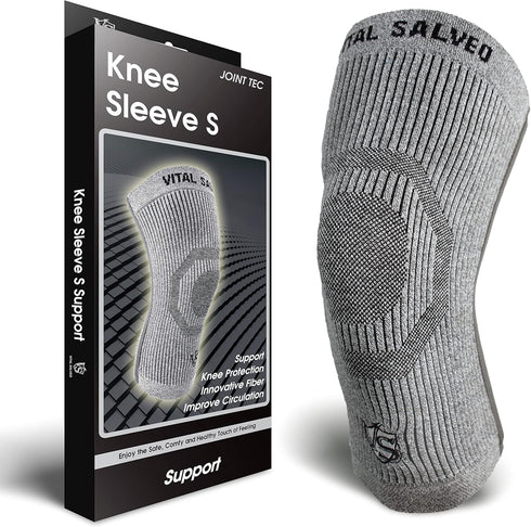 Vital Salveo Knee Compression Sleeve, X-Large, Light Grey for Pain Relief in Sports