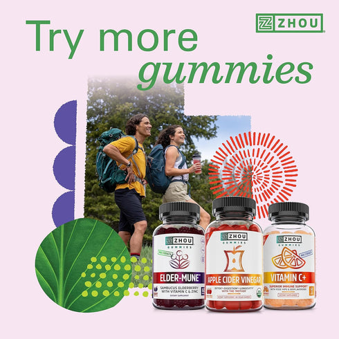Zhou Nutrition Vitamin D3 K2 Gummies - 5000 IU D3 & 90 mcg K2 for Bone & Heart Health, 60 Count