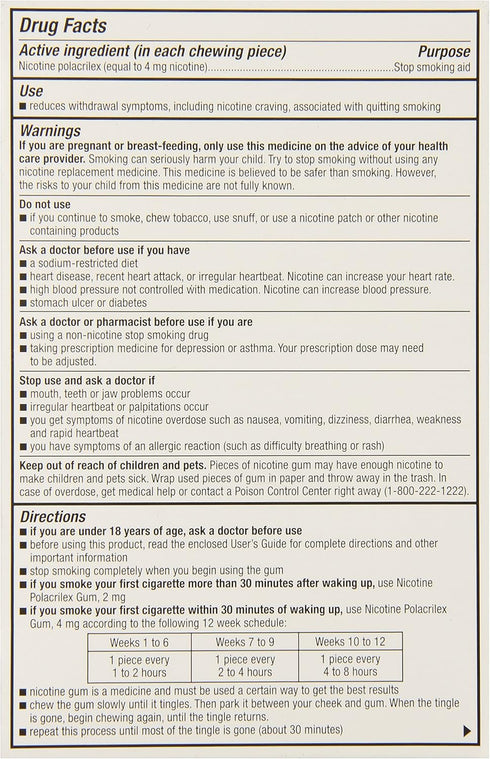GoodSense Nicotine Polacrilex Uncoated Gum 4 mg, Mint Flavor, Stop Smoking Aid, 110 Count