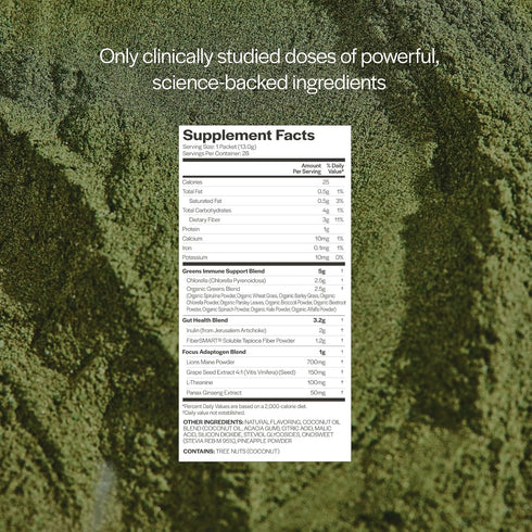 Gainful Daily Performance Greens Powder, Tropical Pineapple, 10 Pack, Gut Health, Energy, Focus, Immune Support