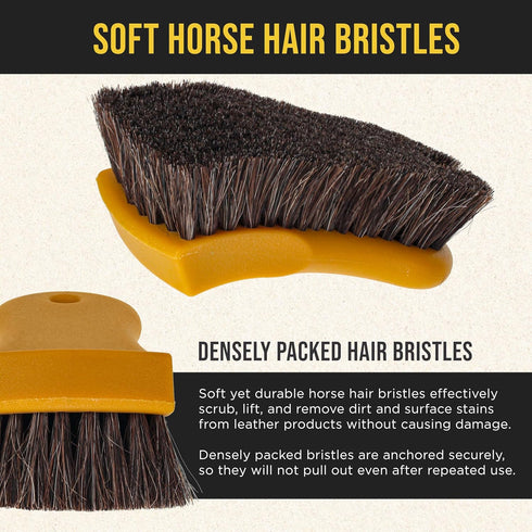 Dura-Gold Long Bristle Horse Hair Leather Cleaning Brush for Car Interior, Upholstery, Fabric, Carpet