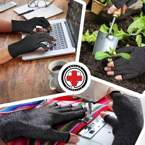 Doctor Developed Open-Finger Compression Gloves for Men and Women, Arthritis & Carpal Tunnel Typing Gloves