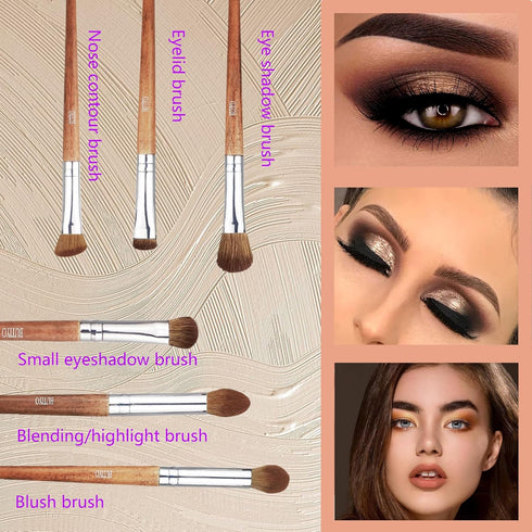 BUTIYO 6 Pcs Eye Makeup Brushes Set, Nature Horse Hair Concealers, Eye Shadows, Blush Blending Makeup Brushes (FB-006)