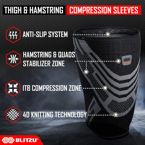 Hamstring Tendonitis Brace for Thigh, Compression Sleeve for Sciatica Pain Relief, Black S