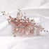 YERTTER Vintage Rhinestones Bride Wedding Hair Accessories - Rose Gold Crystal Floral Leaves Bridal Hair Comb