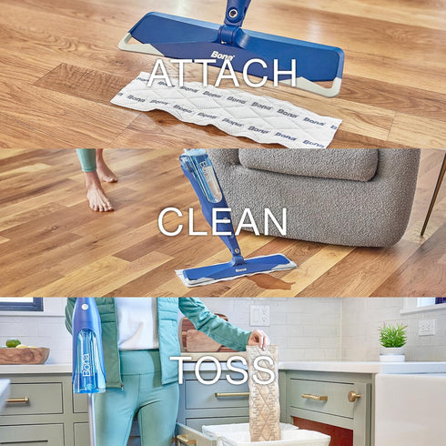 Bona Multi-Surface Floor Cleaning Pads, 18 Refills, Heavy-Duty Disposable Microfiber Pads