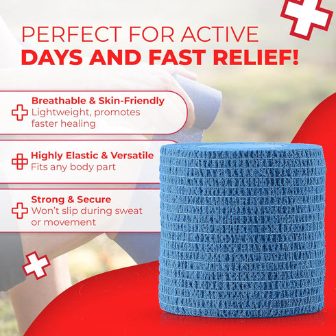 Ever Ready First Aid Self Adherent Cohesive Bandages - 3" x 5 Yards, 12 Count in Rainbow Colors