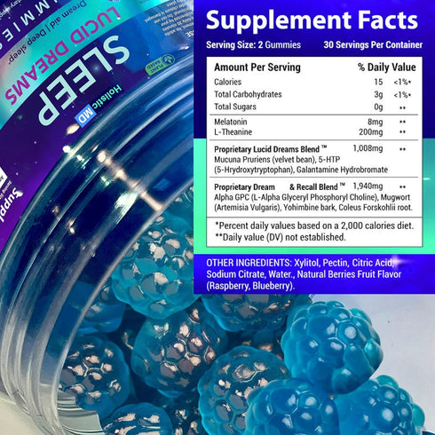 Lucid Dreams Deep Sleep - Mugwort Herb, 5 HTP, Mucuna Pruriens, Choline Supplements, 60 ct