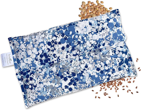 SacksyThyme Microwave Heating Pad for Pain Relief, Flaxseed & Cherry Pit Herbal Heating Pad, Indigo