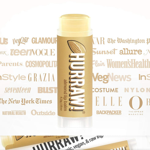 Hurraw! Almond Lip Balm, 2 Pack - Organic, Certified Vegan, Cruelty-Free, Non-GMO, 100% Natural Ingredients