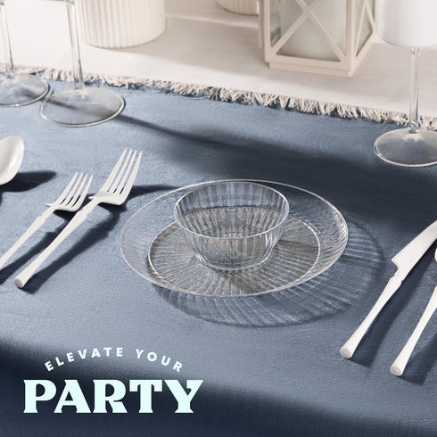 PLASTICPRO 30 Pack Crystal Clear Disposable Plastic Plates - 6 Ounce Bowls for Special Occasions