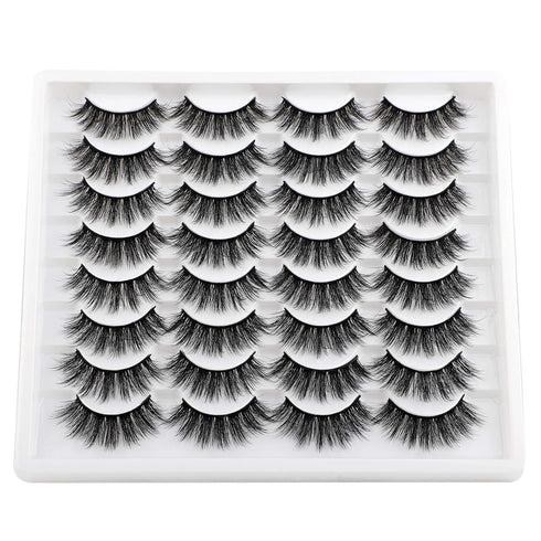 JIMIRE 16 Pairs 3D Faux Mink Fluffy Volume Natural False Eyelashes Pack