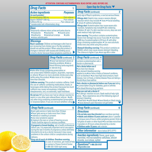 BC MAX Strength Fast Pain Relief Powder, 16 Count Lemonade Flavor Aspirin 500mg and Acetaminophen 500mg Dissolve