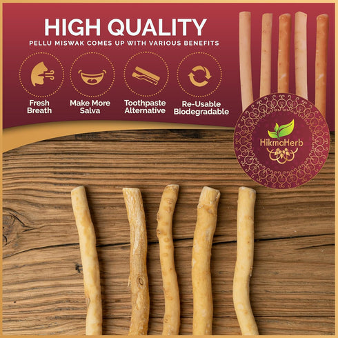 Pack of 3 Miswak Sticks with Holder, Natural Chewing Sticks for Teeth Whitening and Oral Health