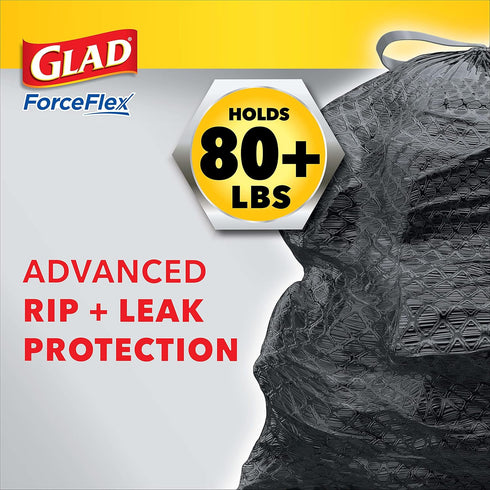 Glad Trash Bags, ForceFlex Large Garbage Bags ‚ 30 Gallon Black Trash Bag ‚ 68 Count (Package May Vary)
