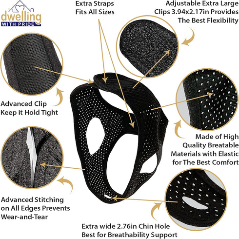 Anti Snore Chin Strap for CPAP Users - Stop Noise, Anti-Dry Mouth Sleeping Solution for Men and Women