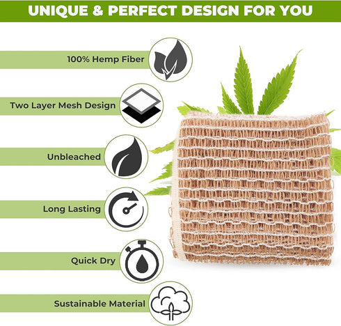rE: Hemp Scrubber for Dishes and Bath, Eco-Friendly, 100% Hemp Fiber, Biodegradable, Plastic Free, Zero Waste (3Pk).
