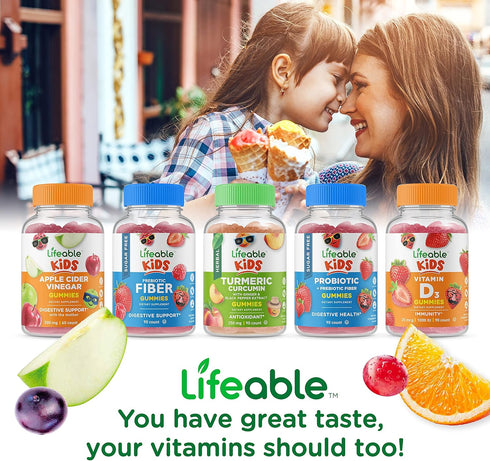 Lifeable Probiotics for Kids, 90 Gummies, 2 Billion CFU, Great Tasting Natural Flavor Gummy, Gluten Free Vegetarian