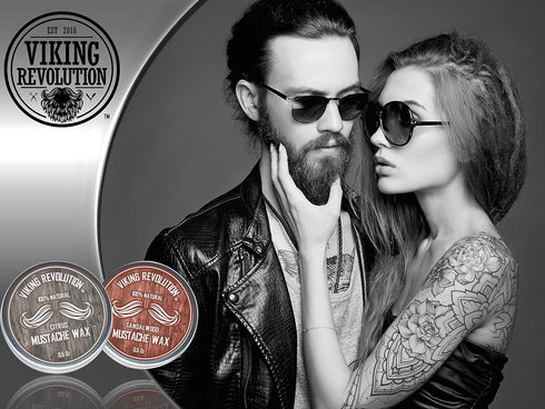 Viking Revolution Mustache Wax 2 Pack, Strong Hold Beard & Moustache Wax for Men (Citrus & Sandalwood)