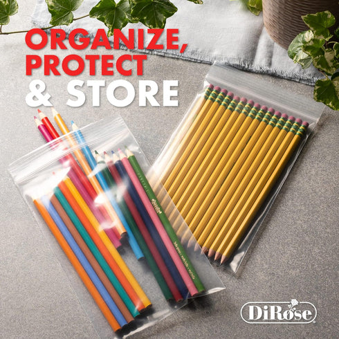 Clear Plastic Zip Bags with Zipper Seal by DiRose, Resealable, Strong, Thick, Sturdy, 5x8, 100 Pack for Organizing,