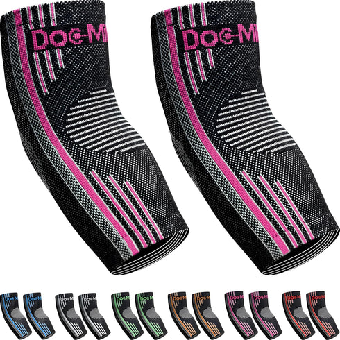 Doc Miller Compression Elbow Brace: Support for Tendonitis, Bursitis, Tennis, Arthritis, Workouts - 2 Packs, Pink,