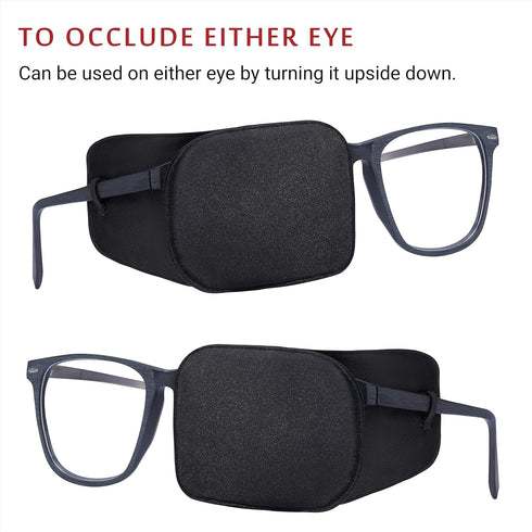 Large Silk Eye Patch for Adults Kids - Big Glasses to Cover Either Eye (Large, Black)