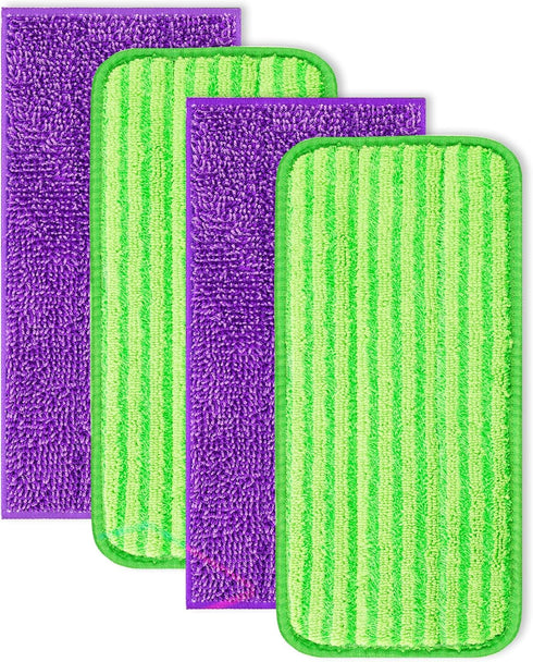 Reusable Mop Pad Compatible with Swiffer WetJet Mop, 4 Pack Microfiber Refill Pads for Floor Mopping and Cleaning, Wet