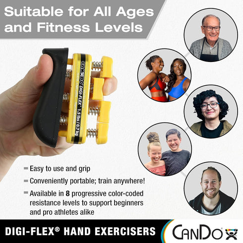 CanDo Digi-Flex Hand and Finger Exerciser, Black-X-Heavy, for Dexterity and Strength