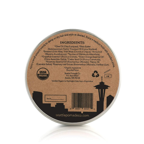 Seattle Pomade Co. USDA Certified Organic Pomade, Medium Hold & High Shine for Straight, Thick, Curly Hair