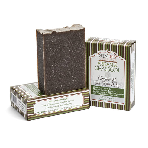 Shea Terra Organics Herbal Hair Care, Argan & Ghassool Shampoo Bar, 4 oz