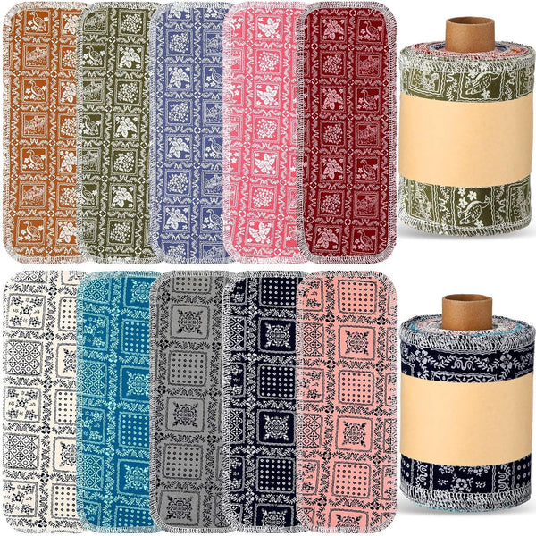 50 Pcs Reusable Toilet Washable Bidet Towels - Rerollable Cloth Wipes, Absorbent Cotton Paperless Dishcloths