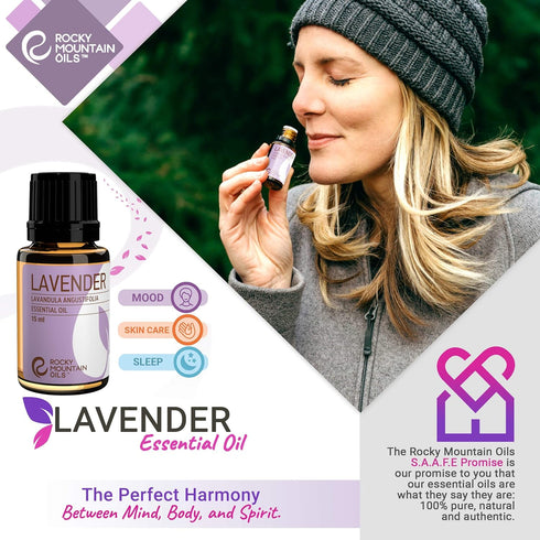 Rocky Mountain Oils Purify Lavender Essential Oil | Organic Diffuser Oil for Aromatherapy & Sleep