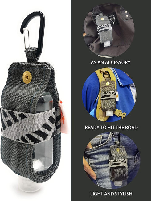 SUCHI Loop,Backpack 60ml/ 2 oz Travel Size Hand Sanitizer Holder,Bottle Case and Carabiner Carrier bag-Portable Mini