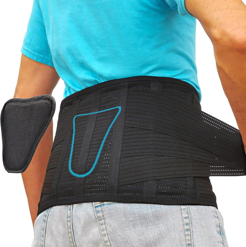 AVESTON Back Brace for Lower Back Pain Relief, 6 Ribs Belt with Lumbar Pad Support for Men/Women, Adjustable