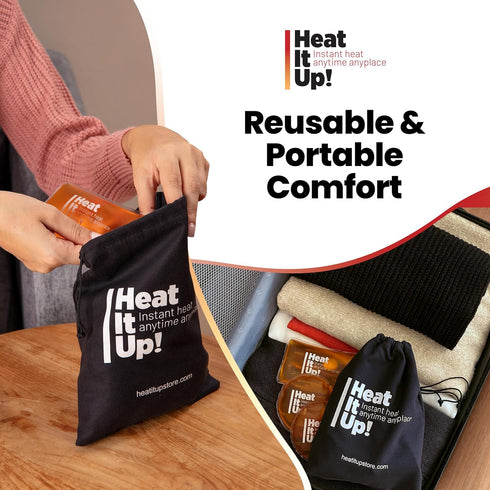 HEAT IT UP! INSTANT HEAT ANYTIME ANYPLACE 8 Packs Pack Set Reusable Hand Warmers Heat It Up Instant Snap Heat for Hot