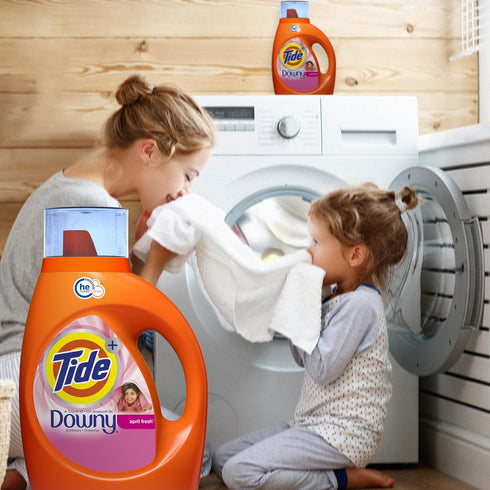 Tide Plus A Touch of Downy Liquid Laundry Detergent, April Fresh, 84 Fl Oz, 59 Loads, HE Compatible