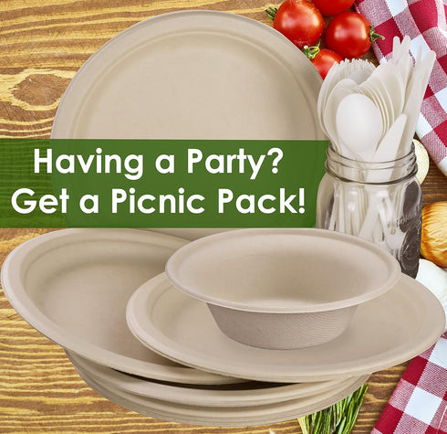 Durable Biodegradable Leak-Proof 11.5 oz Disposable Bowls 25 Pk. Sturdy Plant-Based Gluten-Free Compostable Container