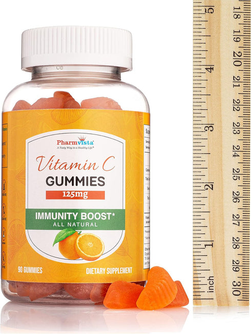 Pharmvista 125mg Gummy 90 Count Vitamin C - Vegan, Gluten Free Supplement