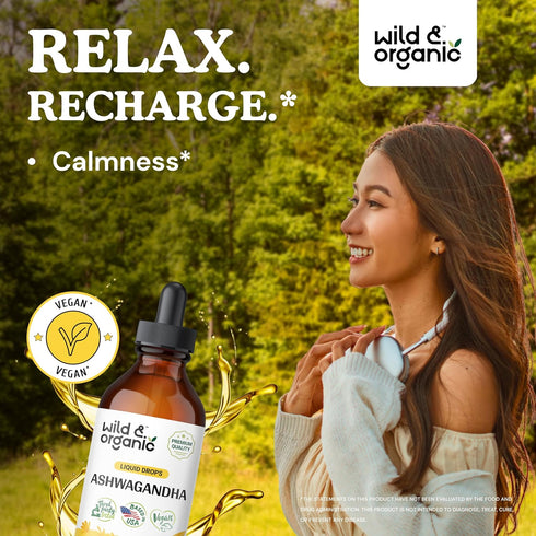 Ashwagandha Drops - Mood Support Supplement w/Organic Ashwagandha Root - Ashwagandha Liquid Drops for Calm Mind - Liquid Ashwagandha Supplements - 4 fl oz