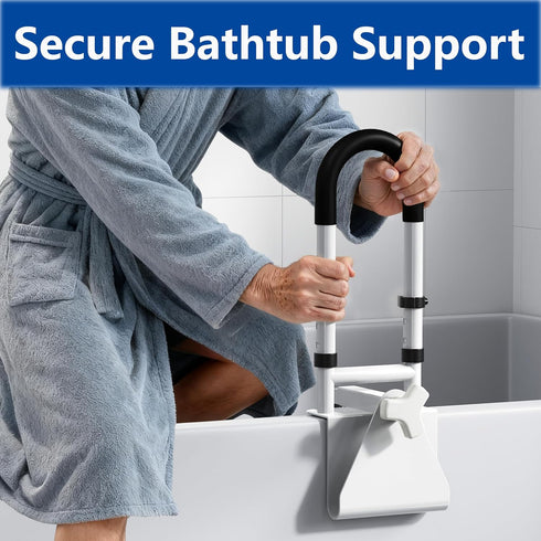 songsoso 3.1 6.7 Inch 300 lbs Adjustable Bathtub Safety Rail, Bathtub Handle Grab Bar with Non-Slip Grip for Seniors