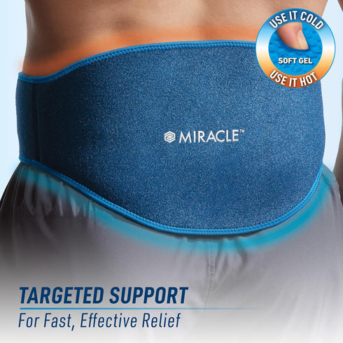 Miracle Back Relief Gel-Infused Compression Wrap for 360-Degree Neck, Shoulder & Back Support, Comfortable & Form Fitting Upper/Lower Back Support Wrap for Cold & Hot Compression